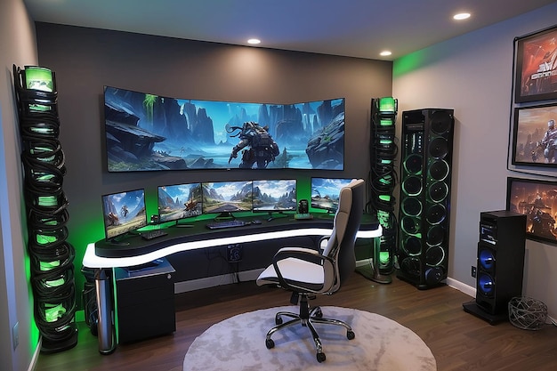 Polished Look Cable Management Solutions in Gaming Room