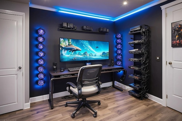 Polished Look Cable Management Solutions in Gaming Room