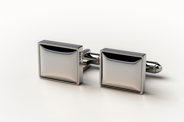 Photo polished perfection rectangular cufflinks isolated on white background