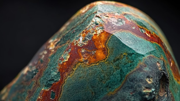 Polished zoisite gemstone with intricate red and green patterns