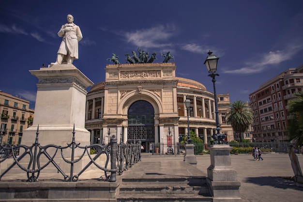 The Politeama Garibaldi is located on Piazza Ruggero Settimo (in turn usually called Piazza Politeama) in the center of Palermo. The name derives from the Greek