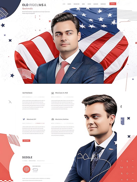 Photo political blog with candidate headshot patriotic design with simple ideas for web layout design