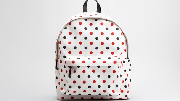 Polka Dot Backpack on a White Background