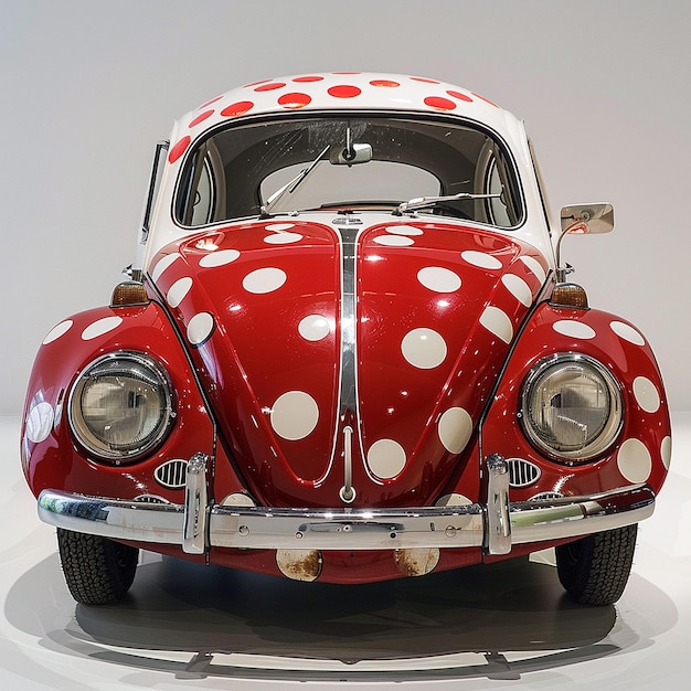 A PolkaDotted Vintage Car Amidst Nature