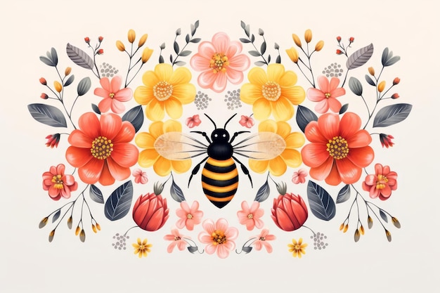 Pollination flat design top view flowers cartoon drawing colored pastel