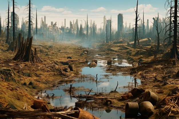 A polluted forest with dead tr Pollution Photos365jpg