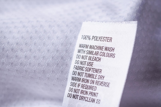 Polyester fabric Clothing label with laundry instructions