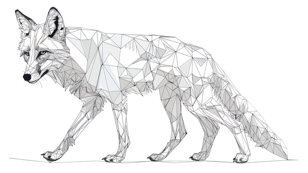 Photo polygonal geometric outline illustration of fox ai generated