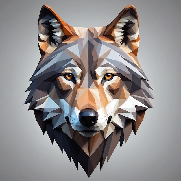 Polygonal wolf with yellow eyes and a black nose Suitable for wildlife designs logos and graphic