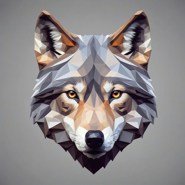 Polygonal wolf with yellow eyes and a black nose Suitable for wildlife designs logos and graphic