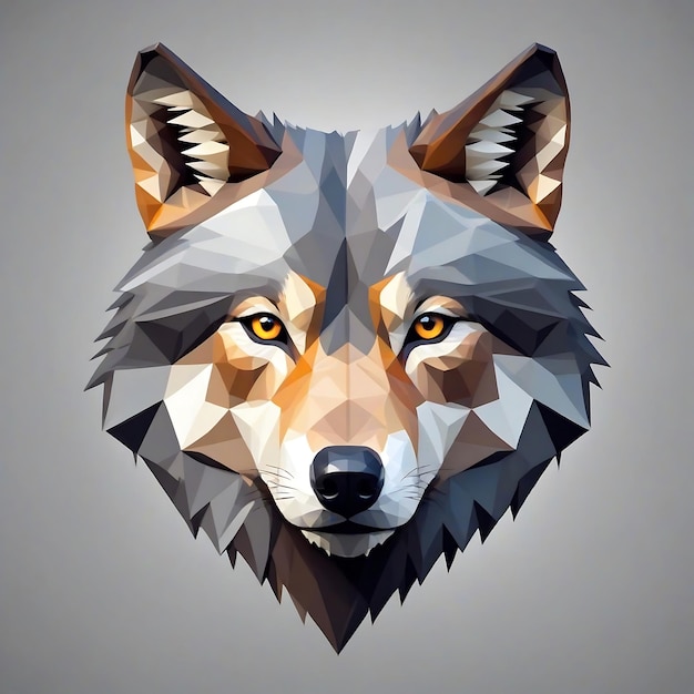 Polygonal wolf with yellow eyes and a black nose Suitable for wildlife designs logos and graphic