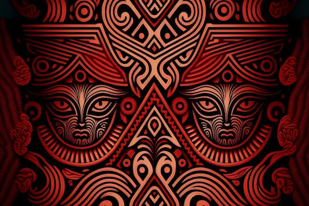 Polynesian maori aztec tribal seamless pattern background