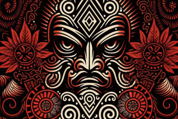 Polynesian maori aztec tribal seamless pattern background