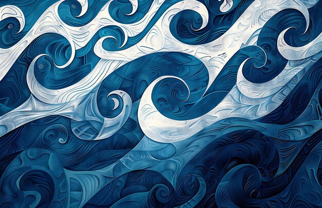 Photo polynesian tribal art aerial view of ocean waves