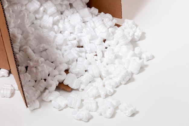 Polystyrene or white styrofoam packing