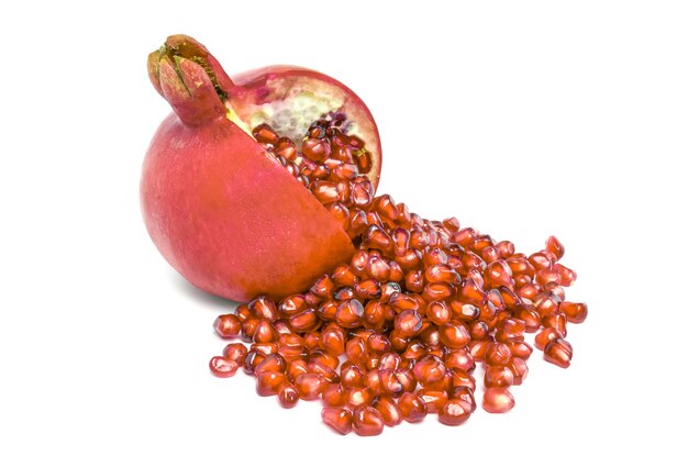 Pomegranate and beans isolated on a white cutout