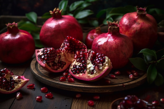 Pomegranate fruit with seeds AI Generated