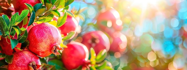 Pomegranate harvest in the garden selective focus