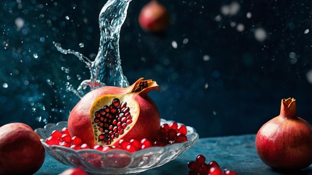 Photo a pomegranate is being poured into a glass bowl