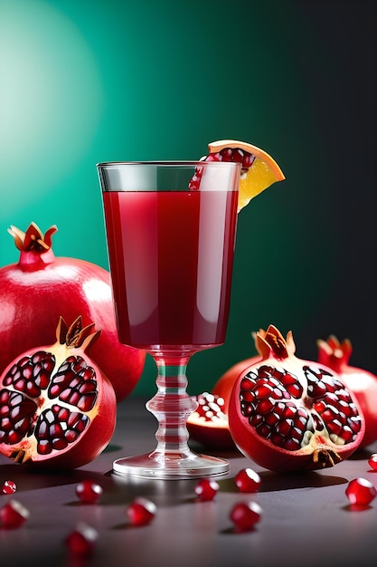 Pomegranate Juice In A Glass On A Dark Background