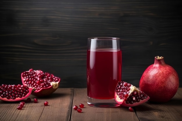 Pomegranate juice glass Nature cocktail Generate Ai