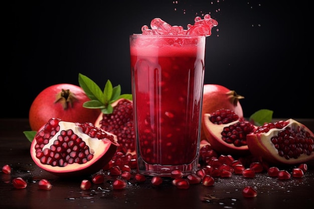 Pomegranate juice on isolated white background Pomegranate juice image photography