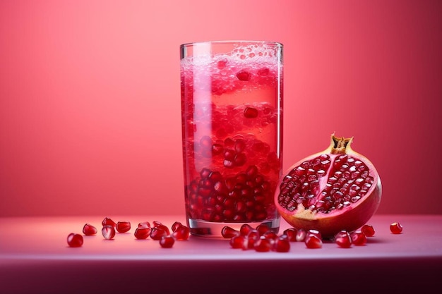 Pomegranate juice on isolated white background Pomegranate juice image photography