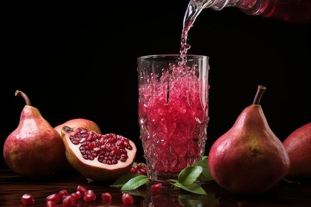 Pomegranate juice on white Closeup shot Pomegranate juice image photography