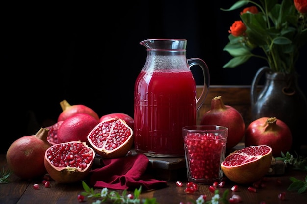 Pomegranate Juice with Lemon and Honey Pomegranate juice image photography