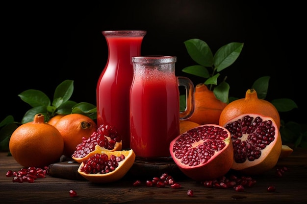 Pomegranate Juice with Orange and Papaya Pomegranate juice image photography