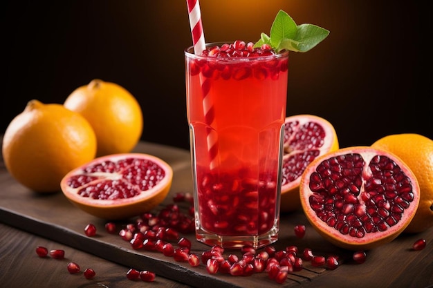 Pomegranate Juice with Orange and Plum Pomegranate juice image photography