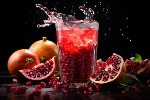 Pomegranate Juice with Splash of Freshly Squeezed Pomegranate juice image photography