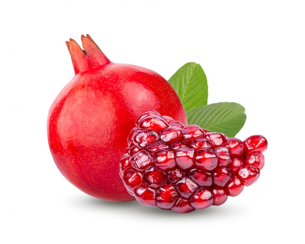 Pomegranate and leaf isolated