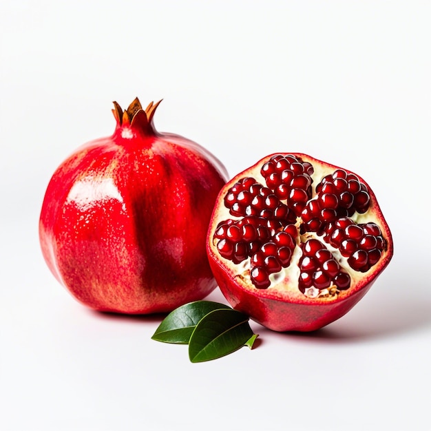 Pomegranate on white background