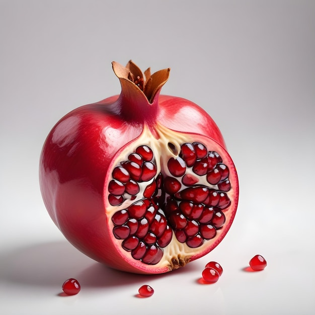 a pomegranate with a bite out of it