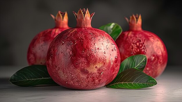 Pomegranate with leaves