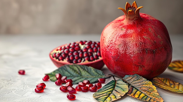 Pomegranate with leaves