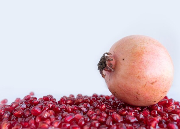 A pomegranate with a white background