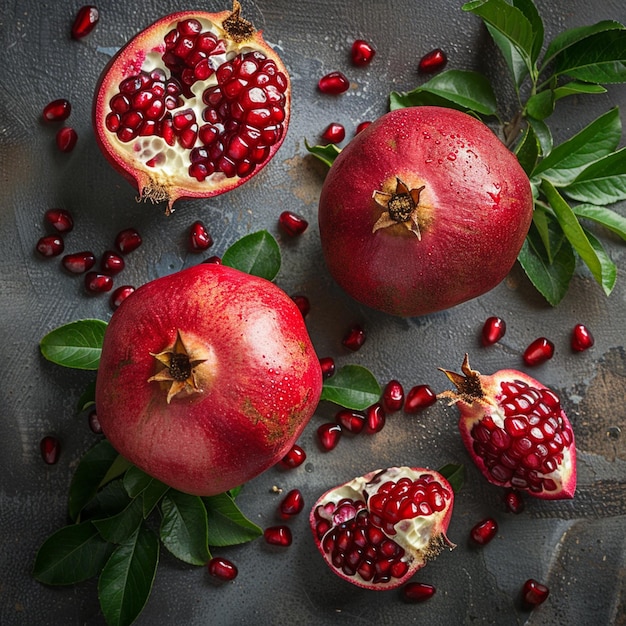 Photo a pomegrate on rough texure background