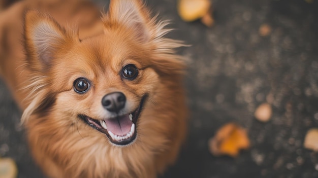 Photo pomeranian dog with a smile pet photography generative ai