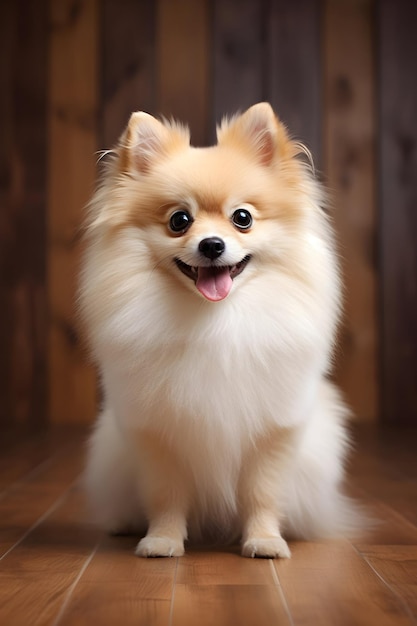 Pomeranian Dog On Wooden Animal Pictures Floor