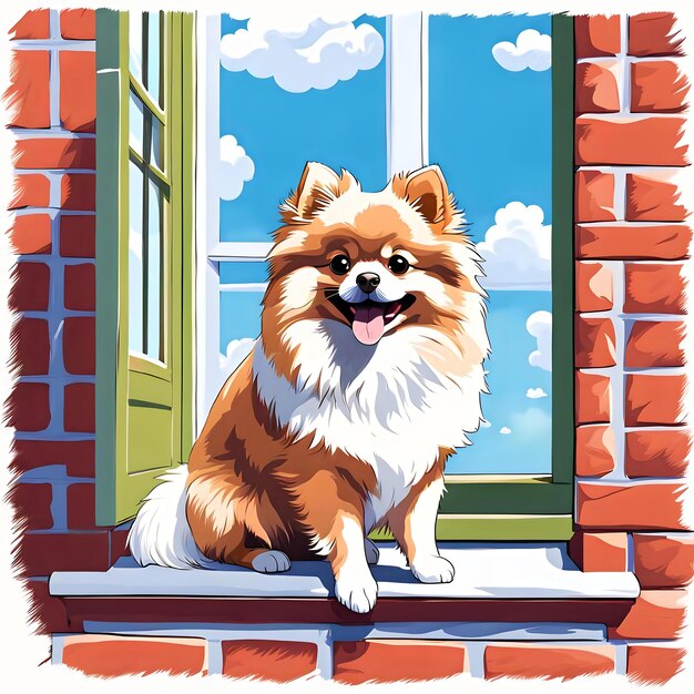 Pomeranian Spitz Dog Breed in Red House