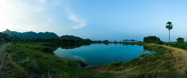 Pond in panorama view