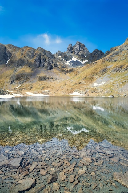 Ponteranica lake with mount Valletto in Brembana valley bergamo Italy