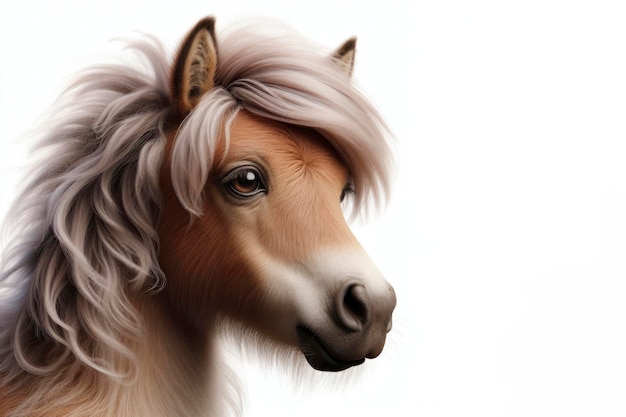 pony Horse isolated on solid white background ai generative