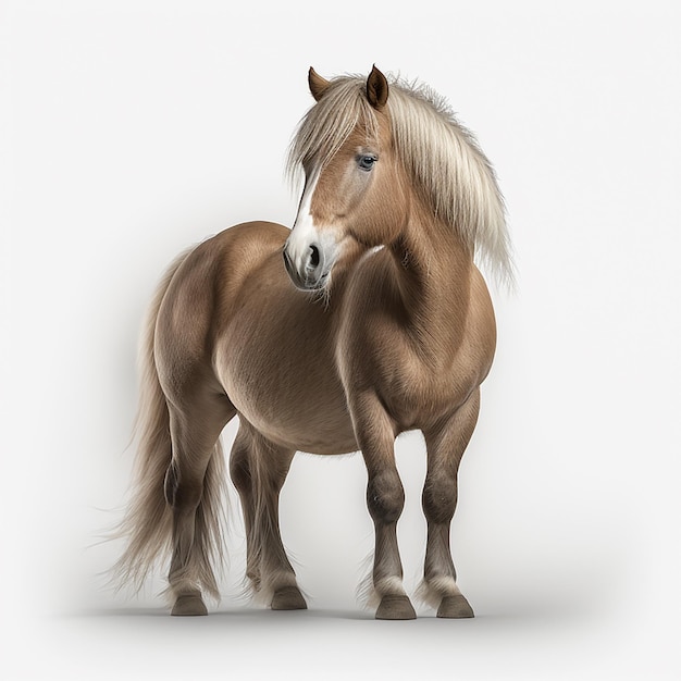 Pony little horse closeup isolated on white cute pet