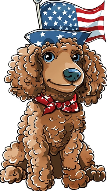 Poodle American Flag Poodle dog with American flag Miniature Poodle Cute puppy in patriotic dog