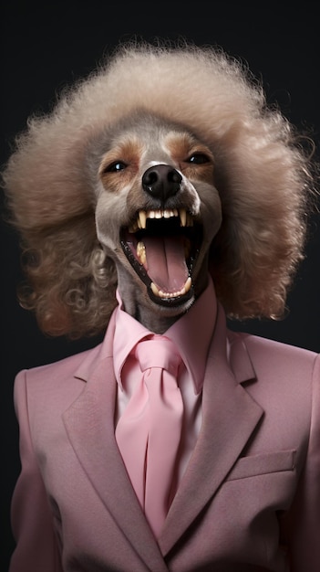 Poodle Businesswoman Laughing at the Camera