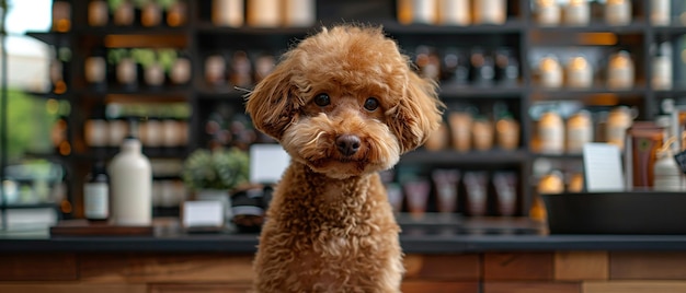 Poodle in a Stylish Dog Boutique