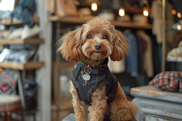 Poodle in a Stylish Dog Boutique